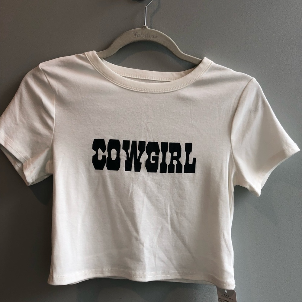Brand New White Graphic Crop Top
